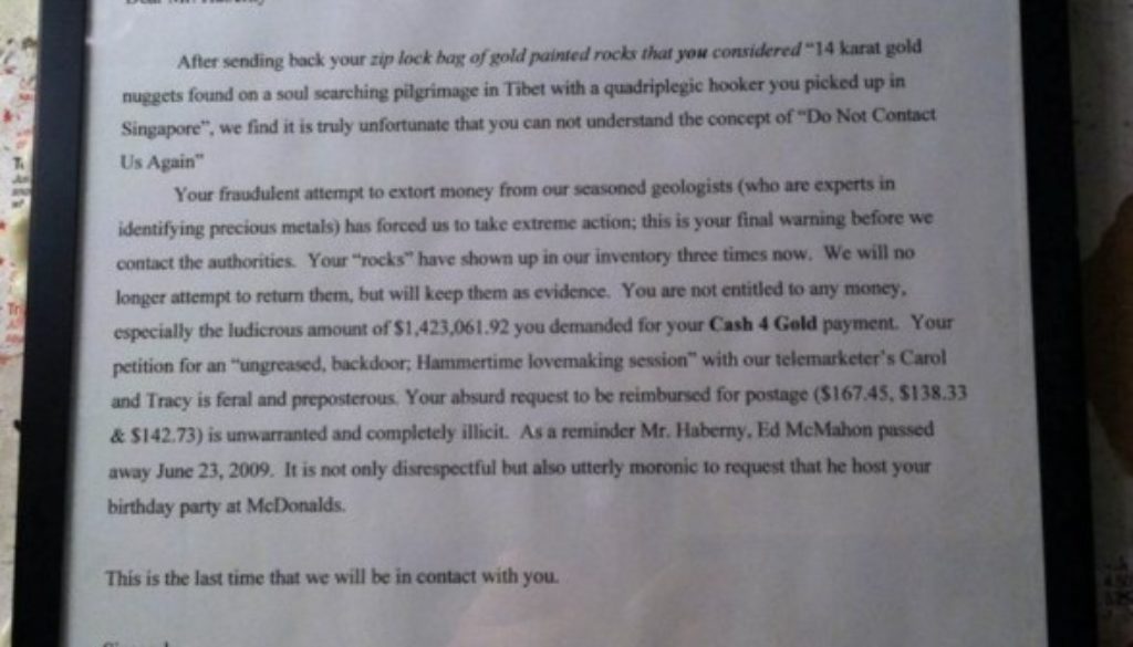 CashforGold.com Gets an attitude